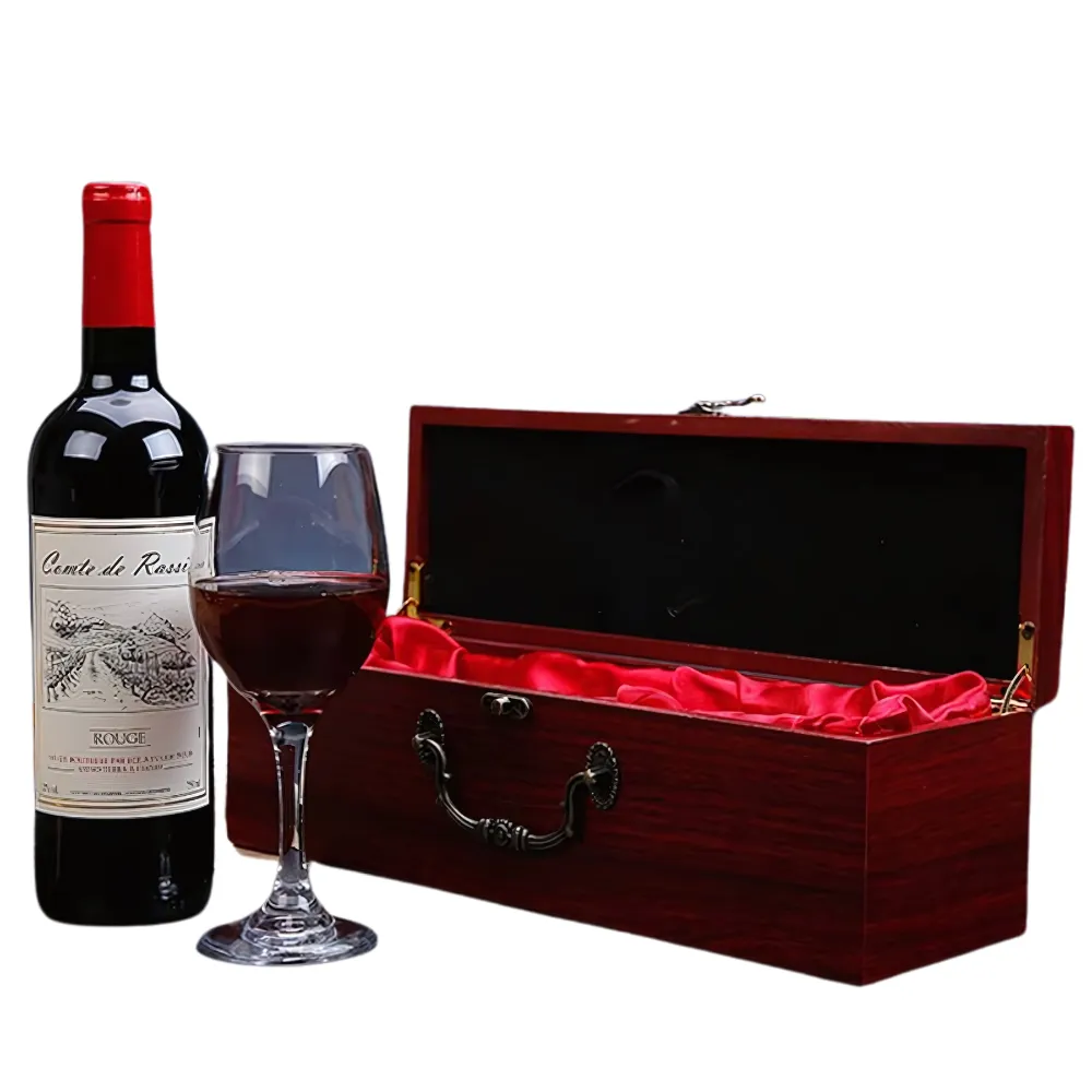 1-Bottle Red Wooden Wine Gift Box 6