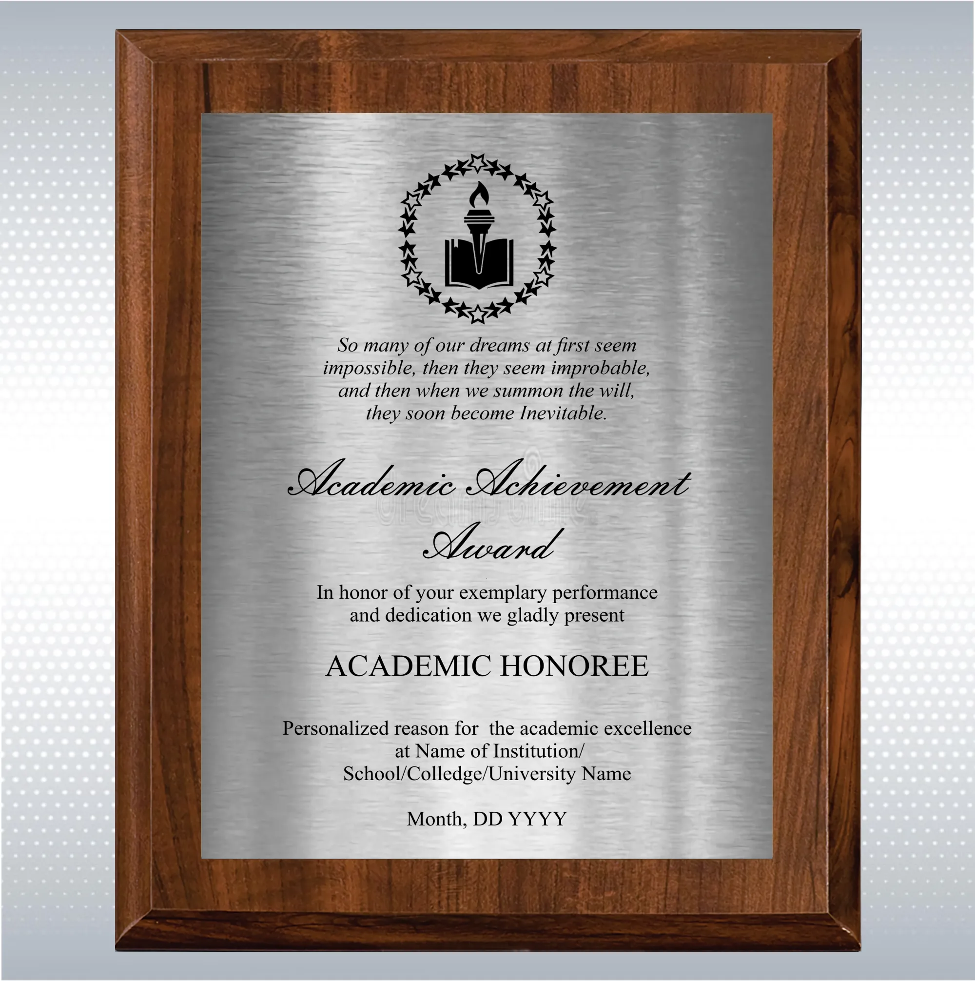 Cherry Finish Academic Achievement Plaque Gift Award 5