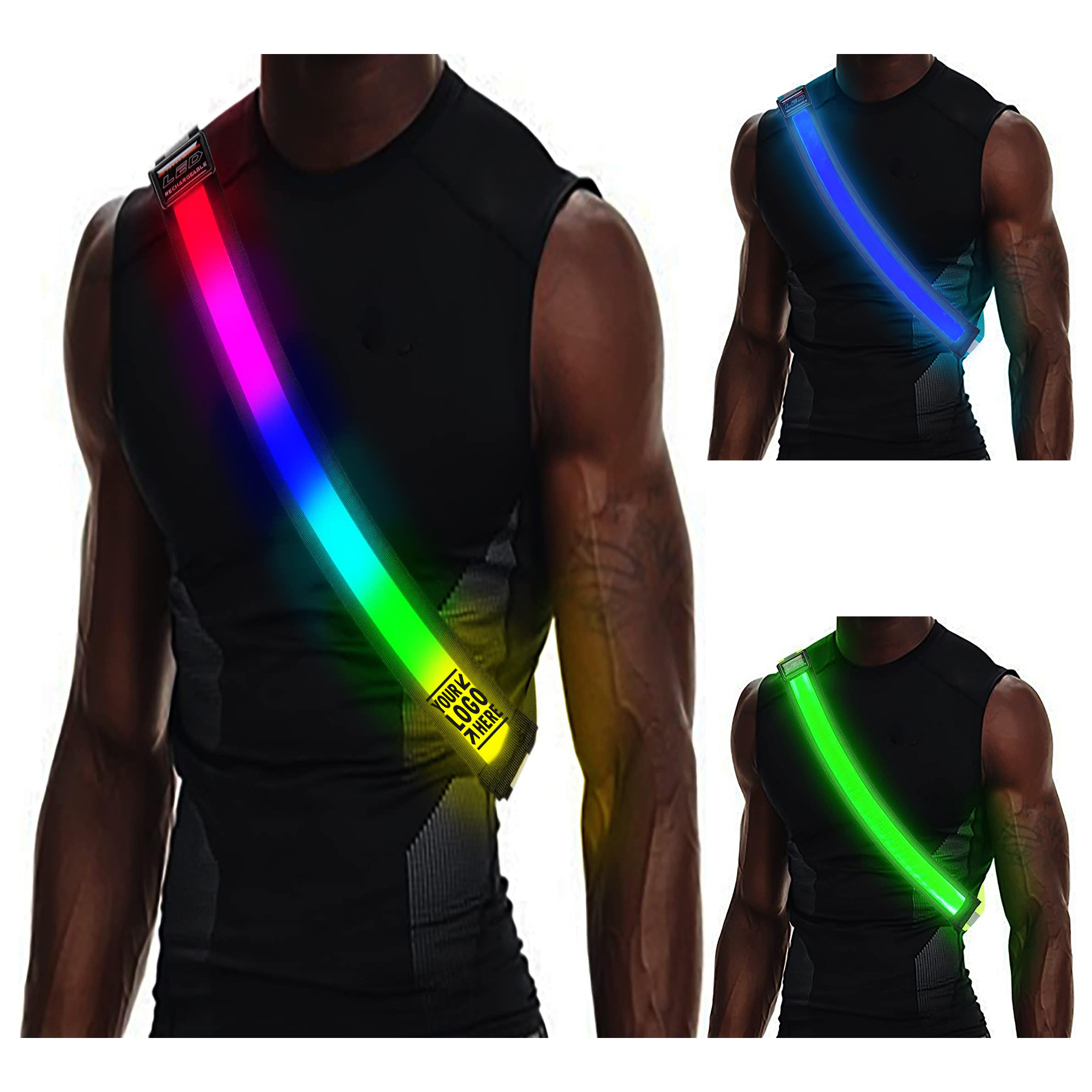 Outdoor Running Gear High LED Visibility Reflective Rechargeable Belt Sash with Safety Light 2