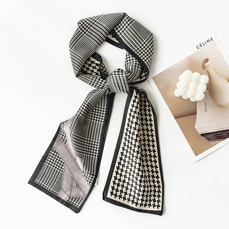 Check silk-like scarves 4