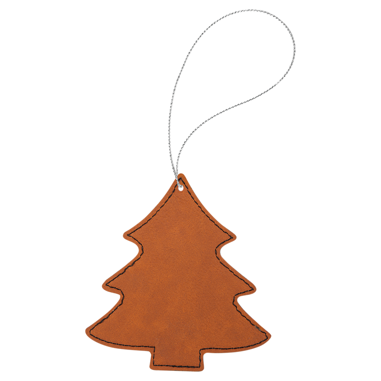 Rawhide Leatherette Tree Ornament with Gold String 3