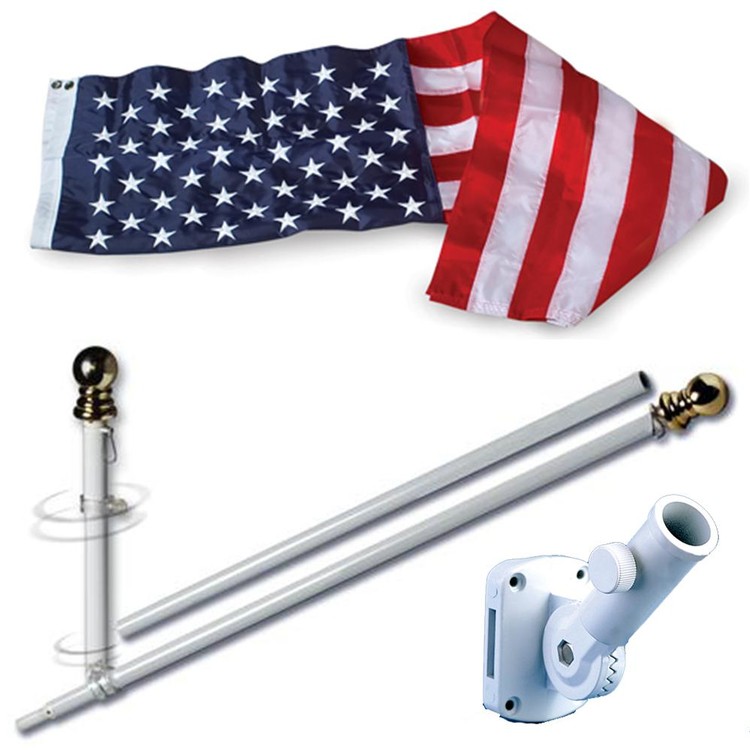 American Home Nylon US Flag Set with Spinning Flag Pole - 3' x 5' US Flag w/ 6' Pole 1