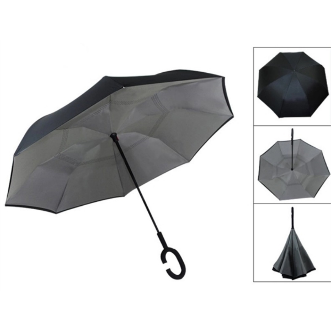 Inverted Reverse Upside Down Umbrella with C-Shaped Handle 9