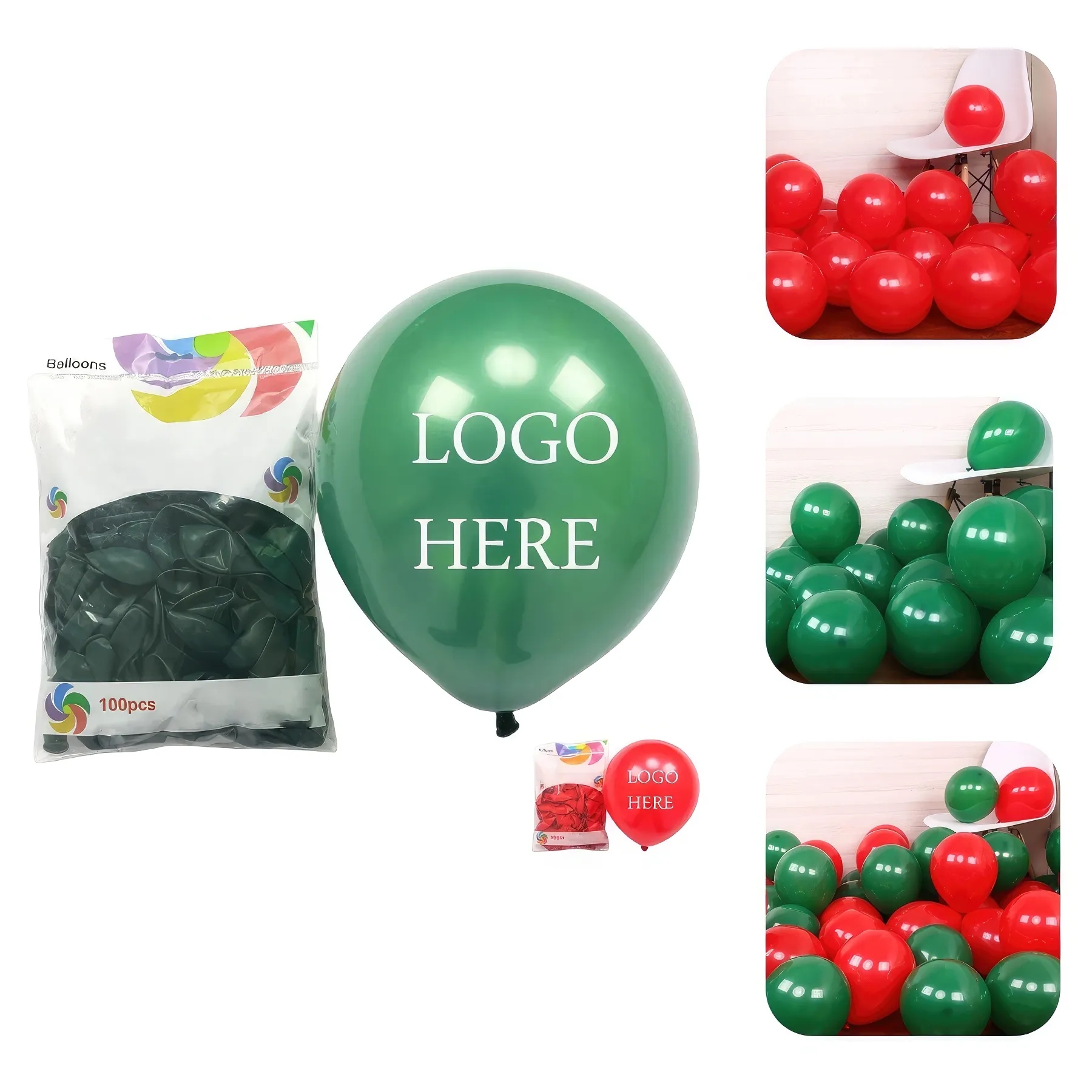 Christmas Party 10" Latex Balloon - 100pcs Set 2