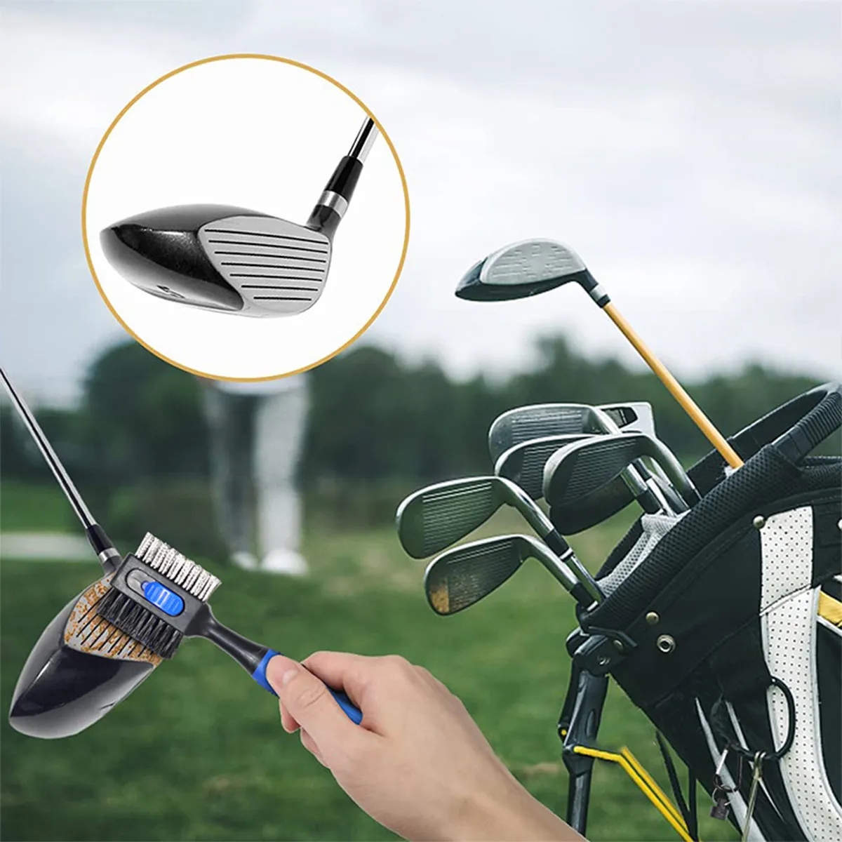 2 Sided Golf Club Clean Brush Retractable Cleaning Tool Kit 7