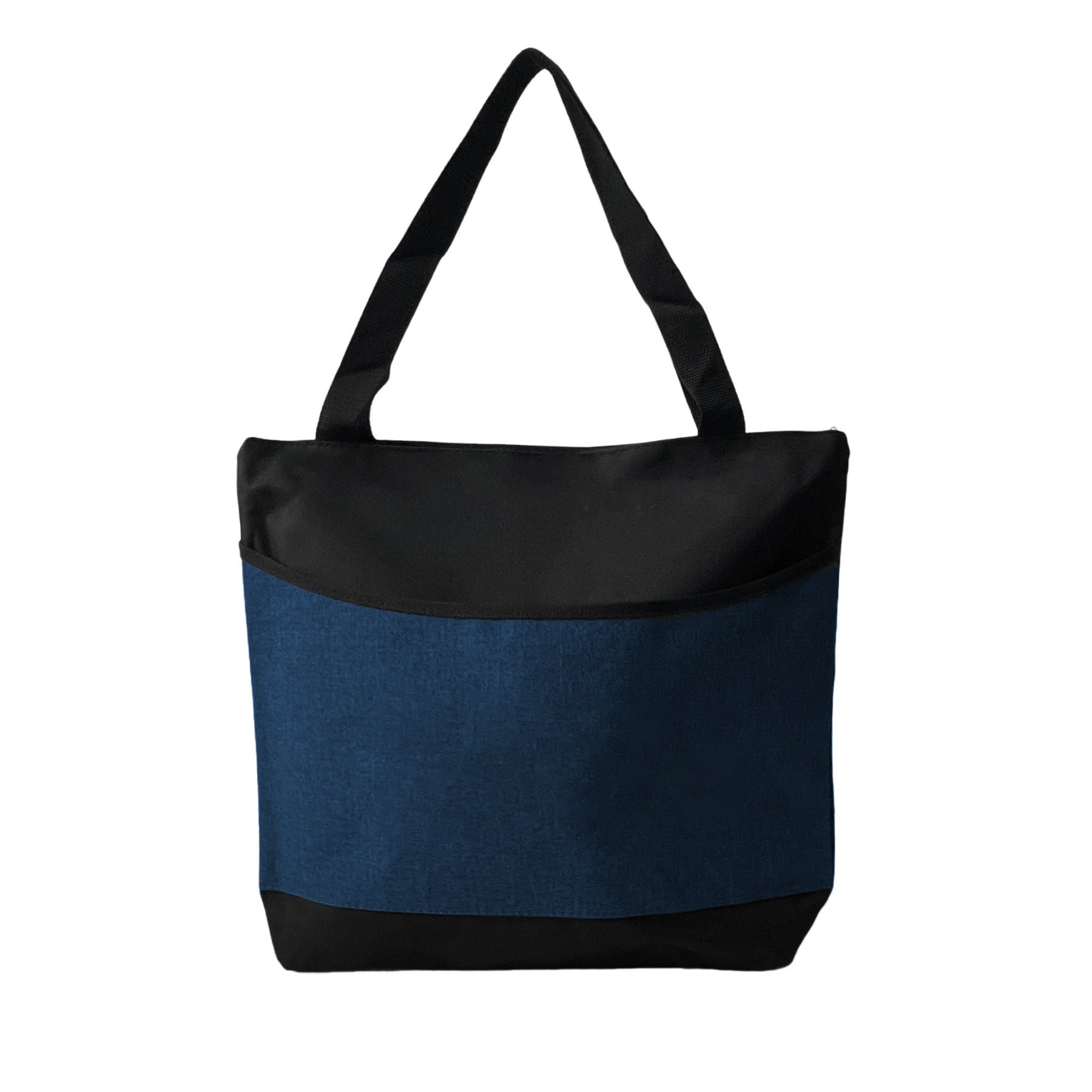 Two-Tone Zippered Tote Bag With Front Pocket 2