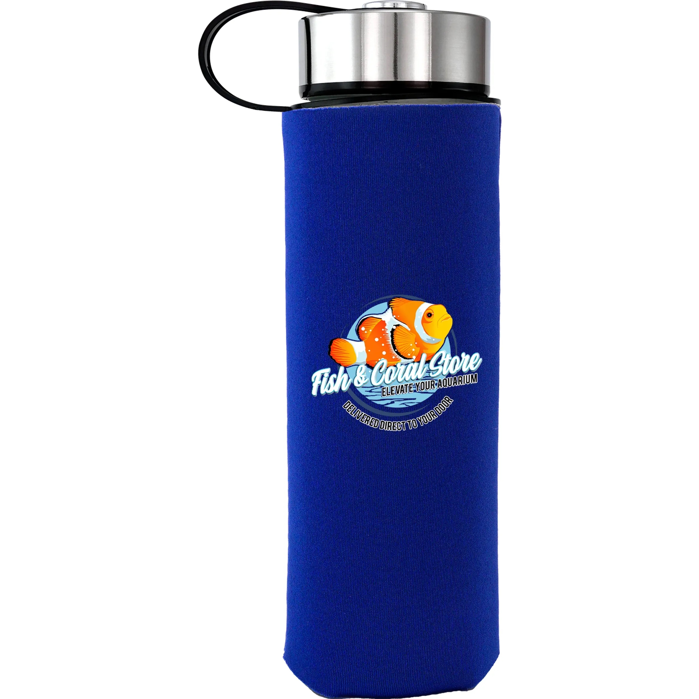Metal Lanyard Lid 22 oz. Frosted Glass Sleeve Bottle 3