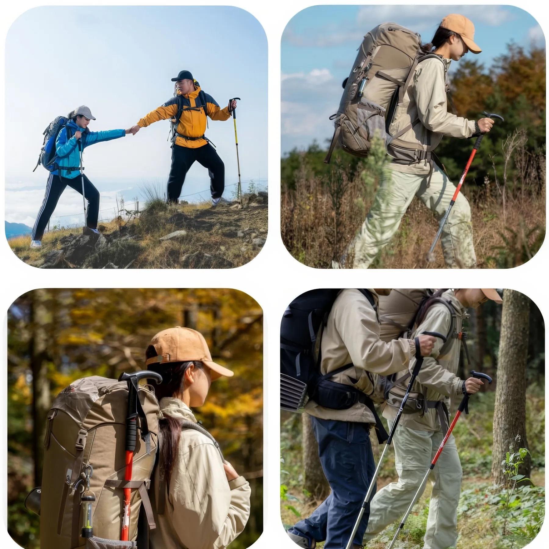 Outdoor Folding T Shape Handle Trekking Pole 5