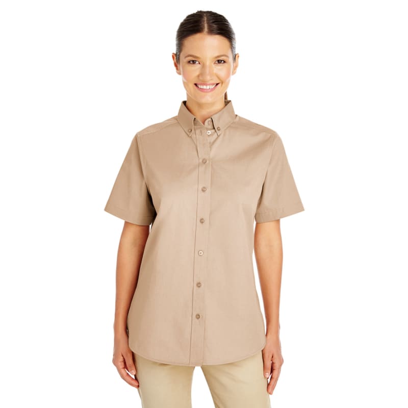 Harriton Ladies' Foundation 100% Cotton Short-Sleeve Twill Shirt With Teflon™ 4