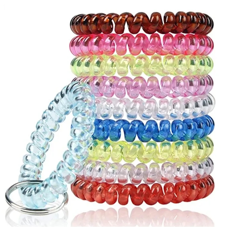 Transparency Flexible Spiral Coil Stretchable Key Chain 1