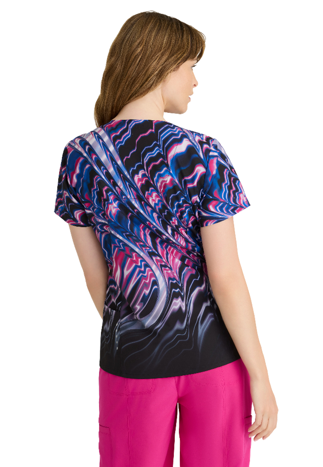 Barco One - Women's Four-Pocket V-Neck Thrive Print Scrub Top 7