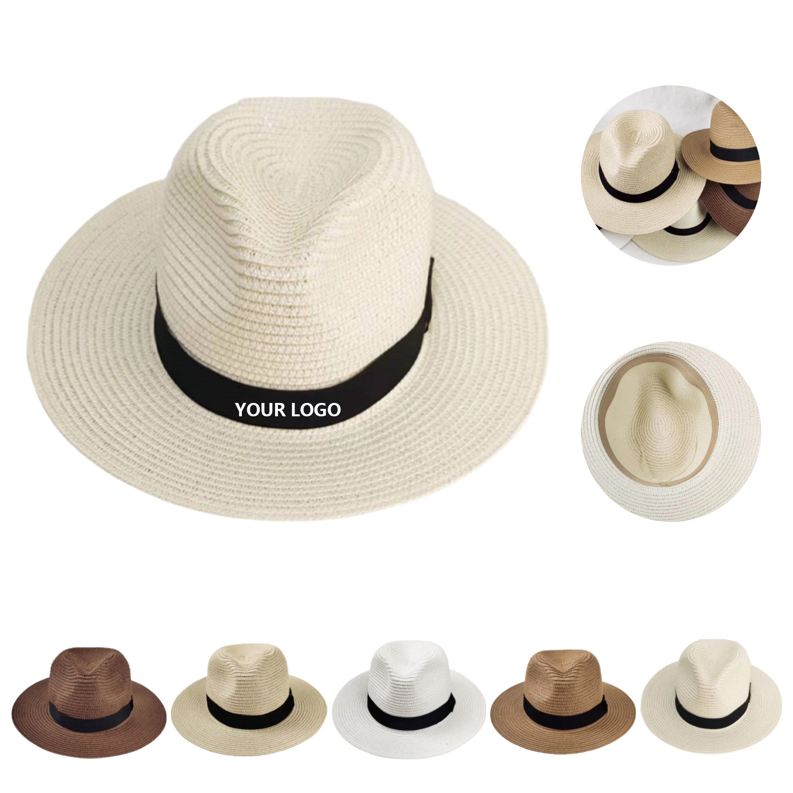Paper Straw Panama Hat With Polyester Band 2