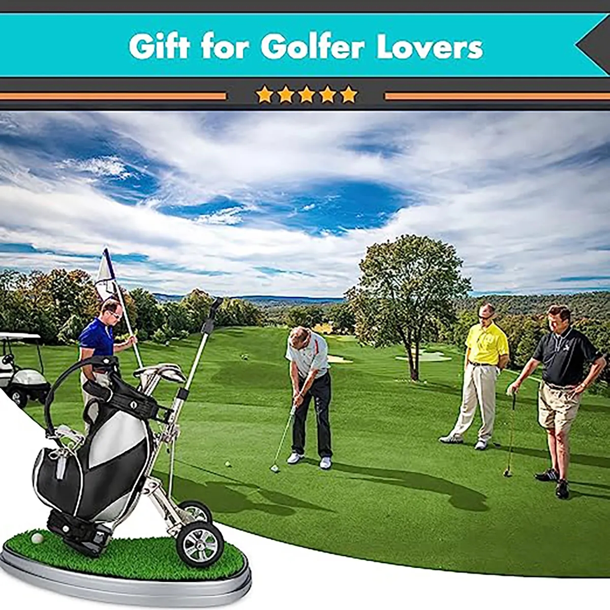 Golf Pen Holder with Golf Club Pens Set 3