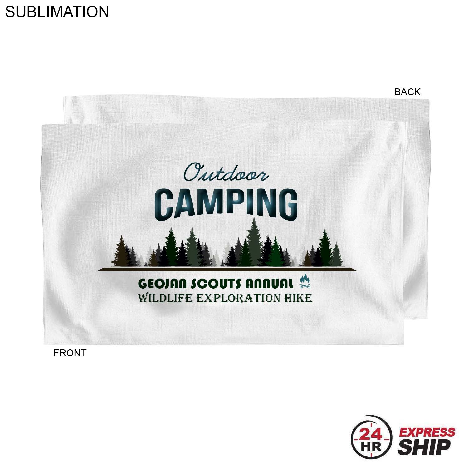 24 Hr Express Ship - Microfiber Dri-lite Terry Sports, Hand, Gym White Towel, 15x25, Sublimated 6