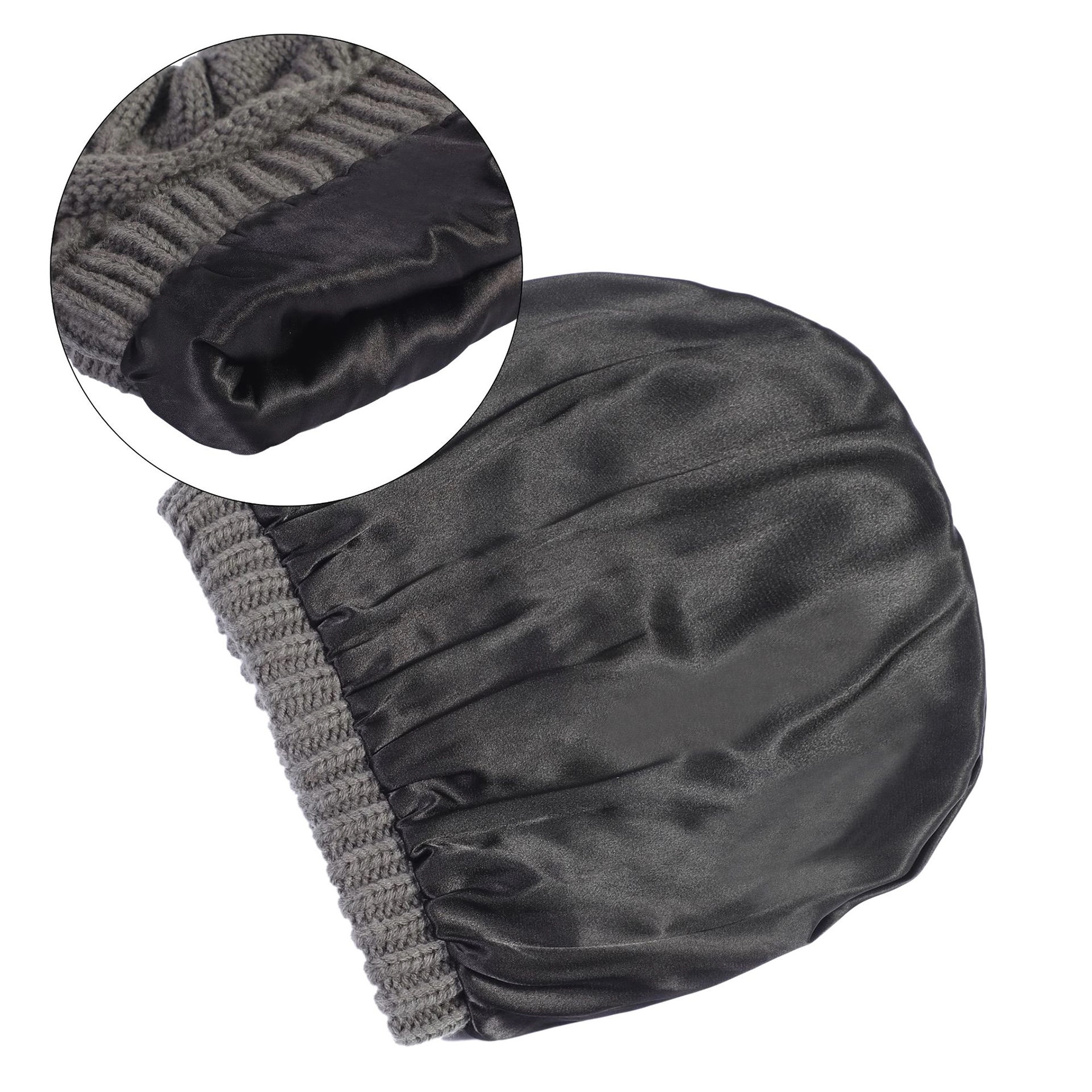 Winter Knitted Satin Lined Beanie Hats 12