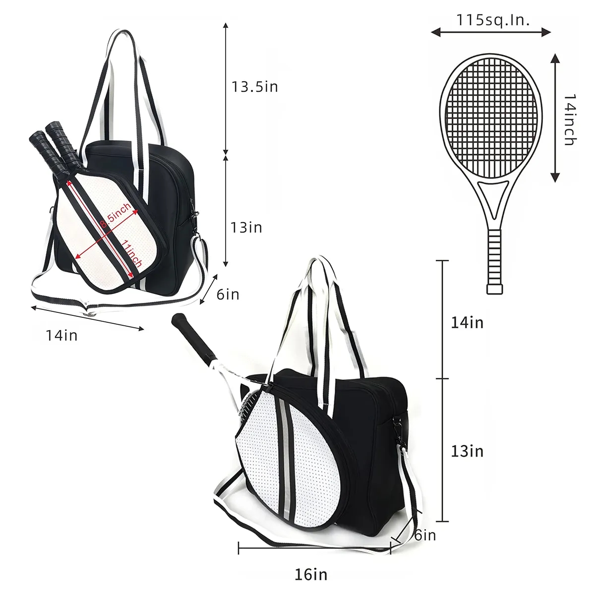 Large Durable Waterproof Nice Pickleball Backpack Tennis Bag 9