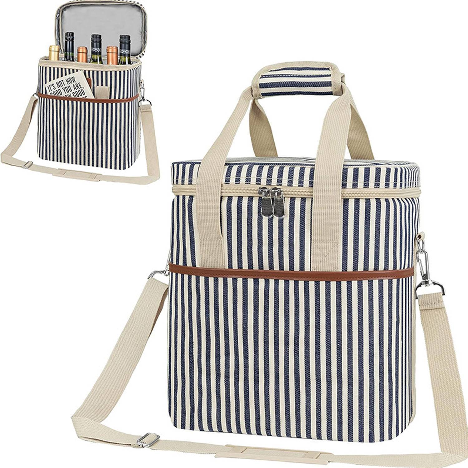 6 Wine Bottle Carrier Tote-Insulated Padded 12
