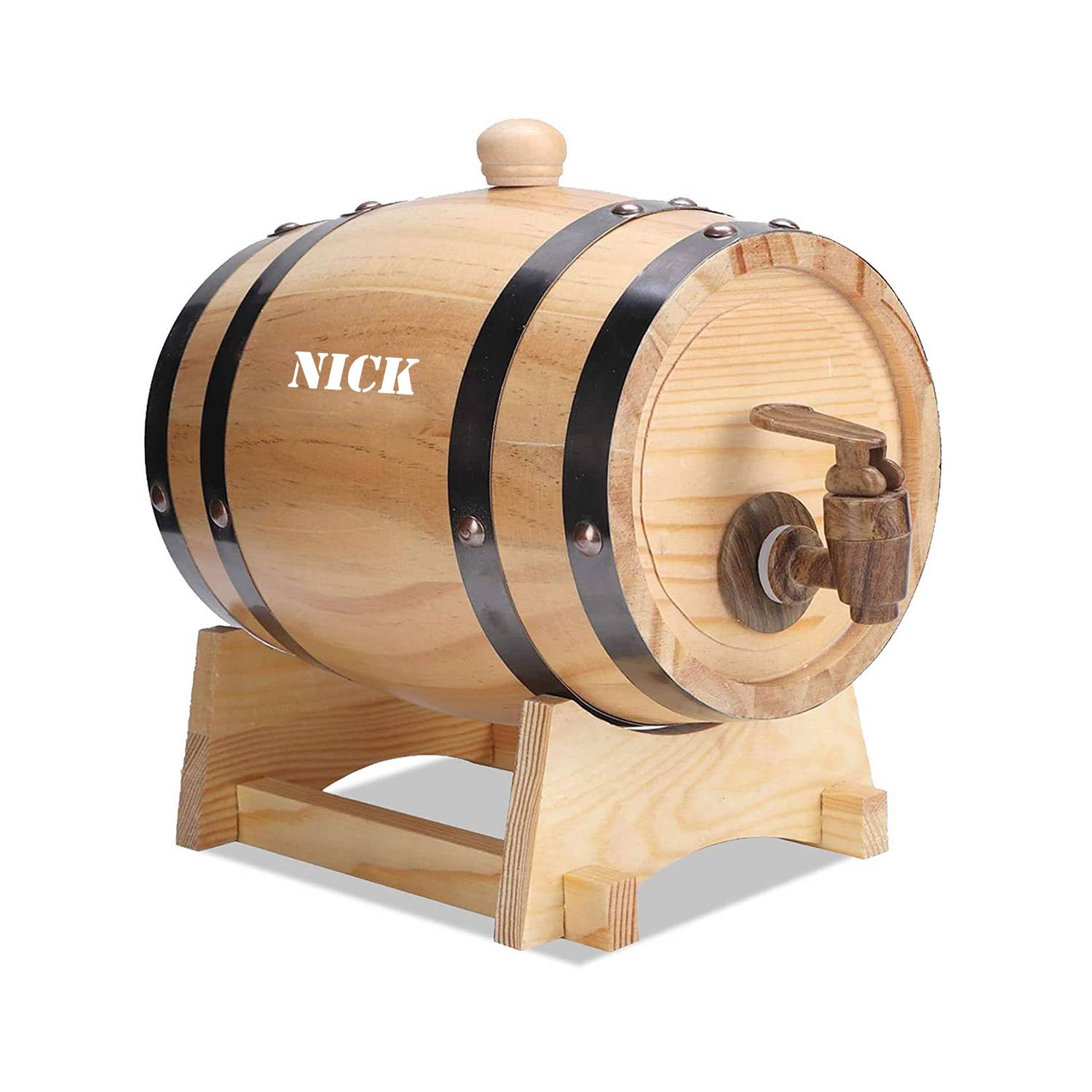 Oak Aging Barrel with Wood Stand 6