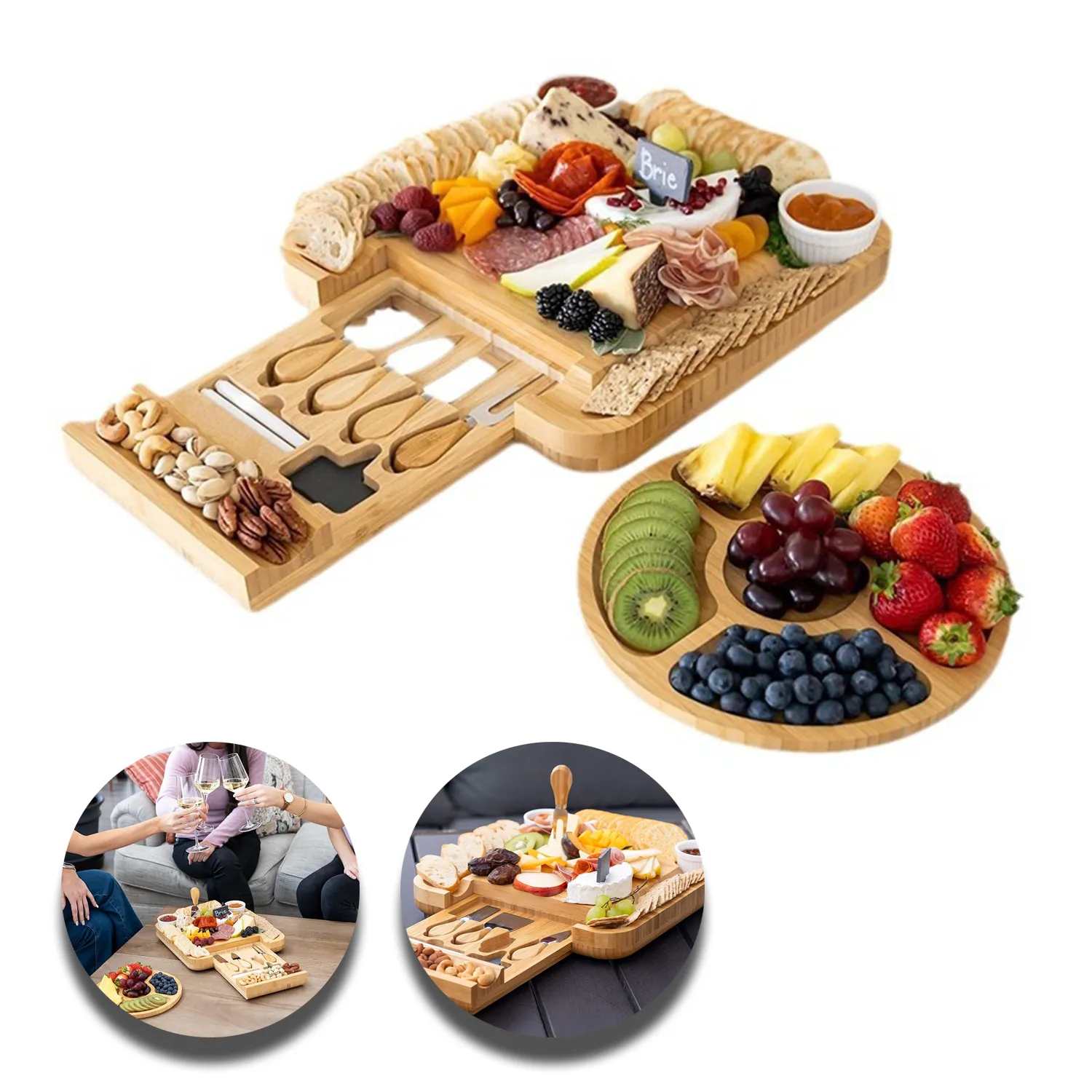 Bamboo Cheese Board Set 1