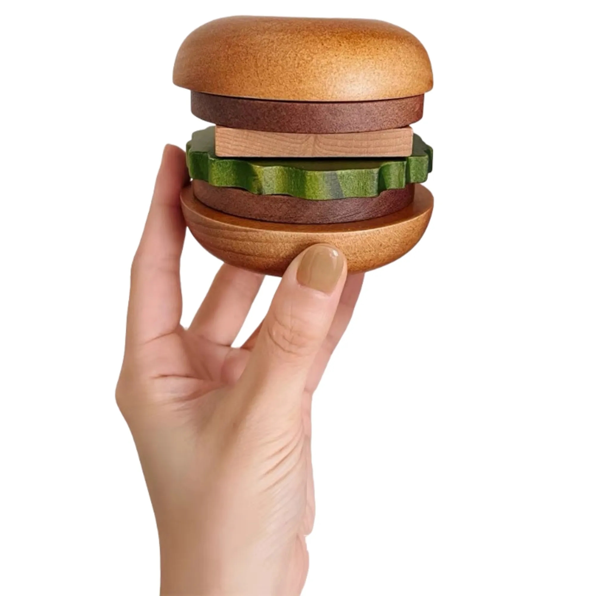 Hamburger Wood Coaster Set 6 Pieces 3