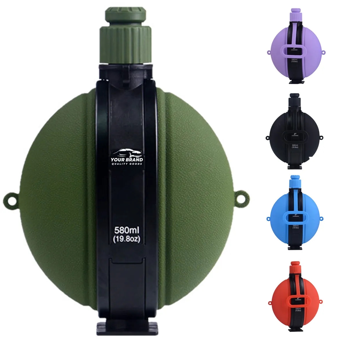 19oz Outdoor Foldable Silicone Water Bottle with Compass 1