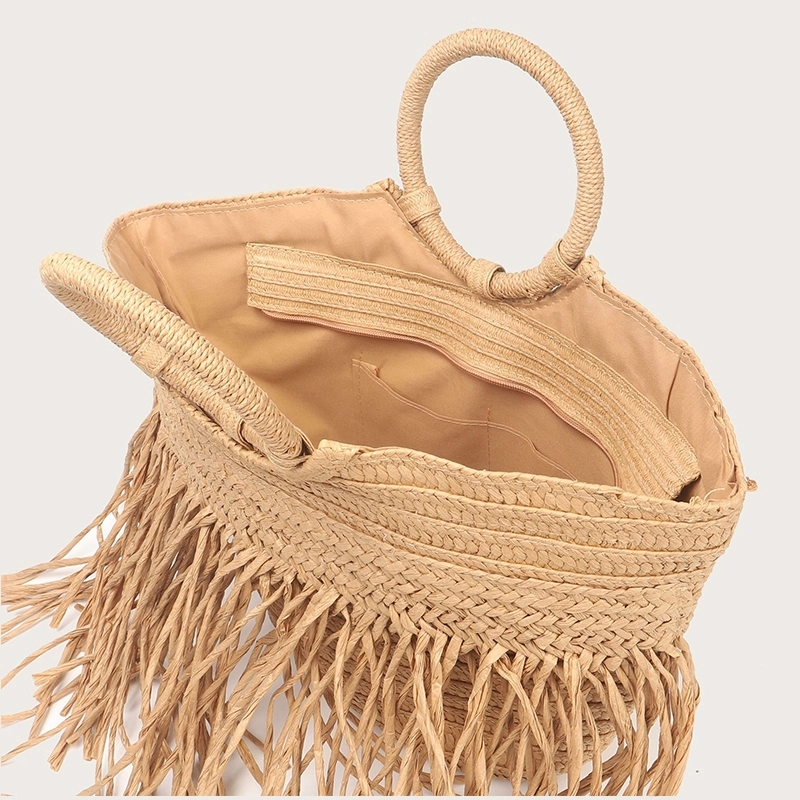 Natural Straw Bag w/ Round Handle 2