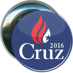 Cruz, Flame Logo on Blue, Political Button