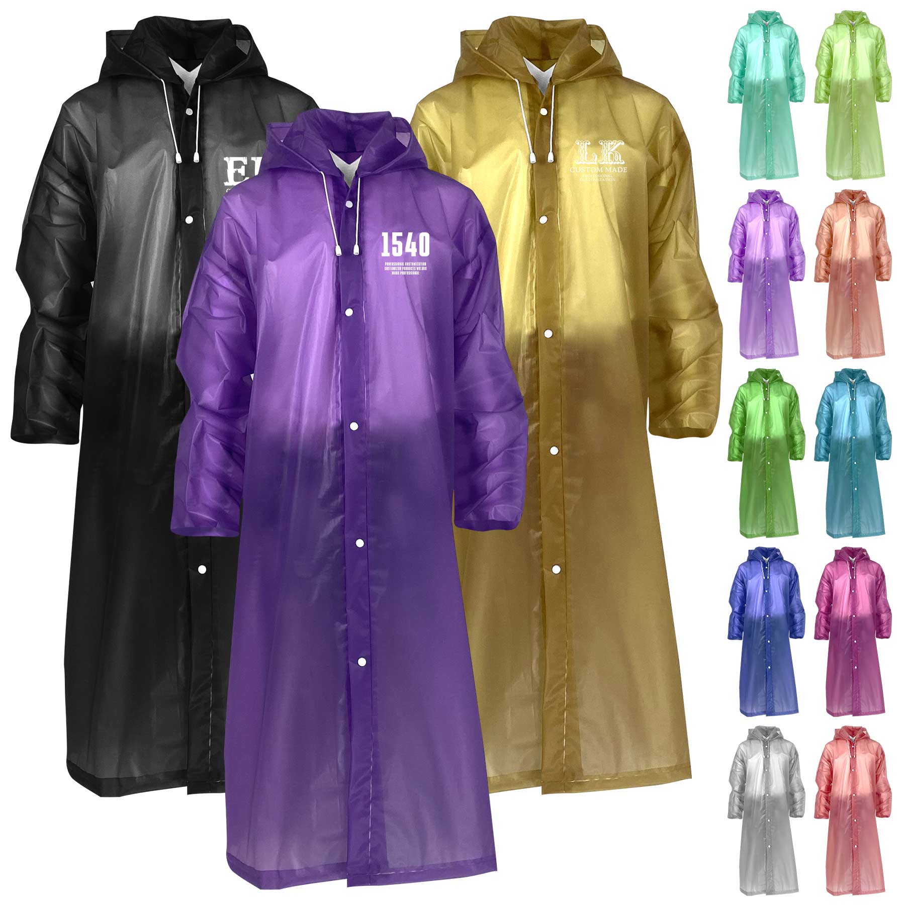 Reusable Unisex EVA Raincoat, custom jacket with logo imprint 2