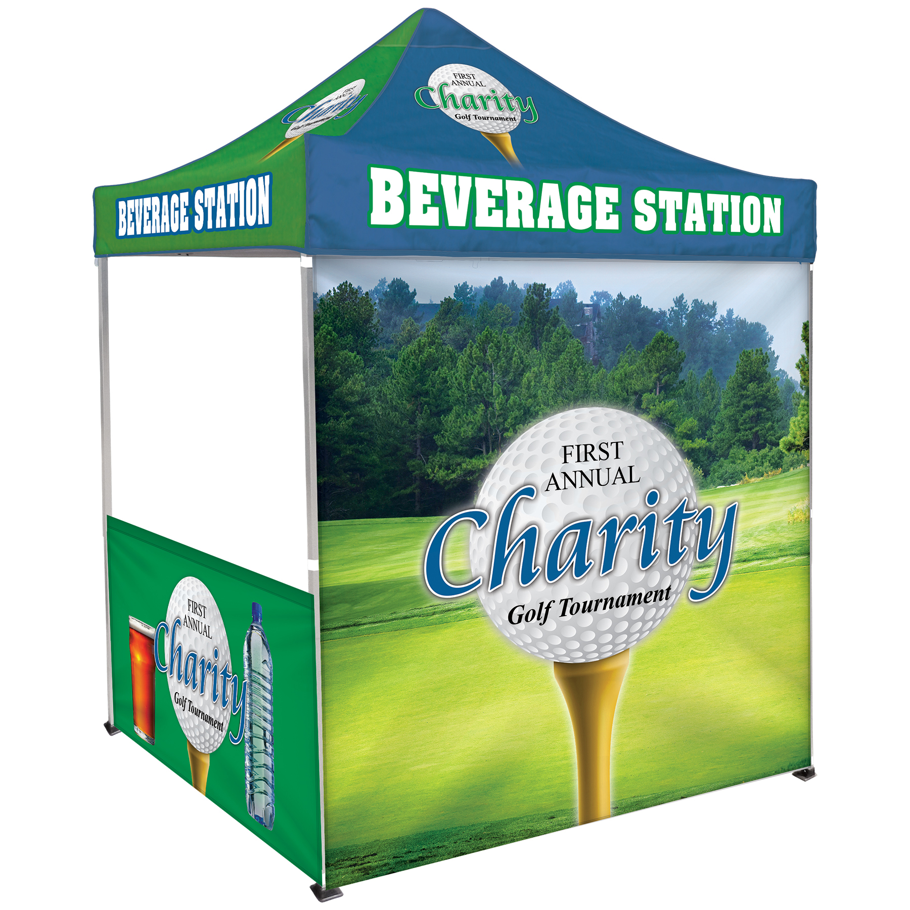 6.5' Square Canopy Tent with 1 Full Double Sided Wall & 2 Double Sided Half Walls 10