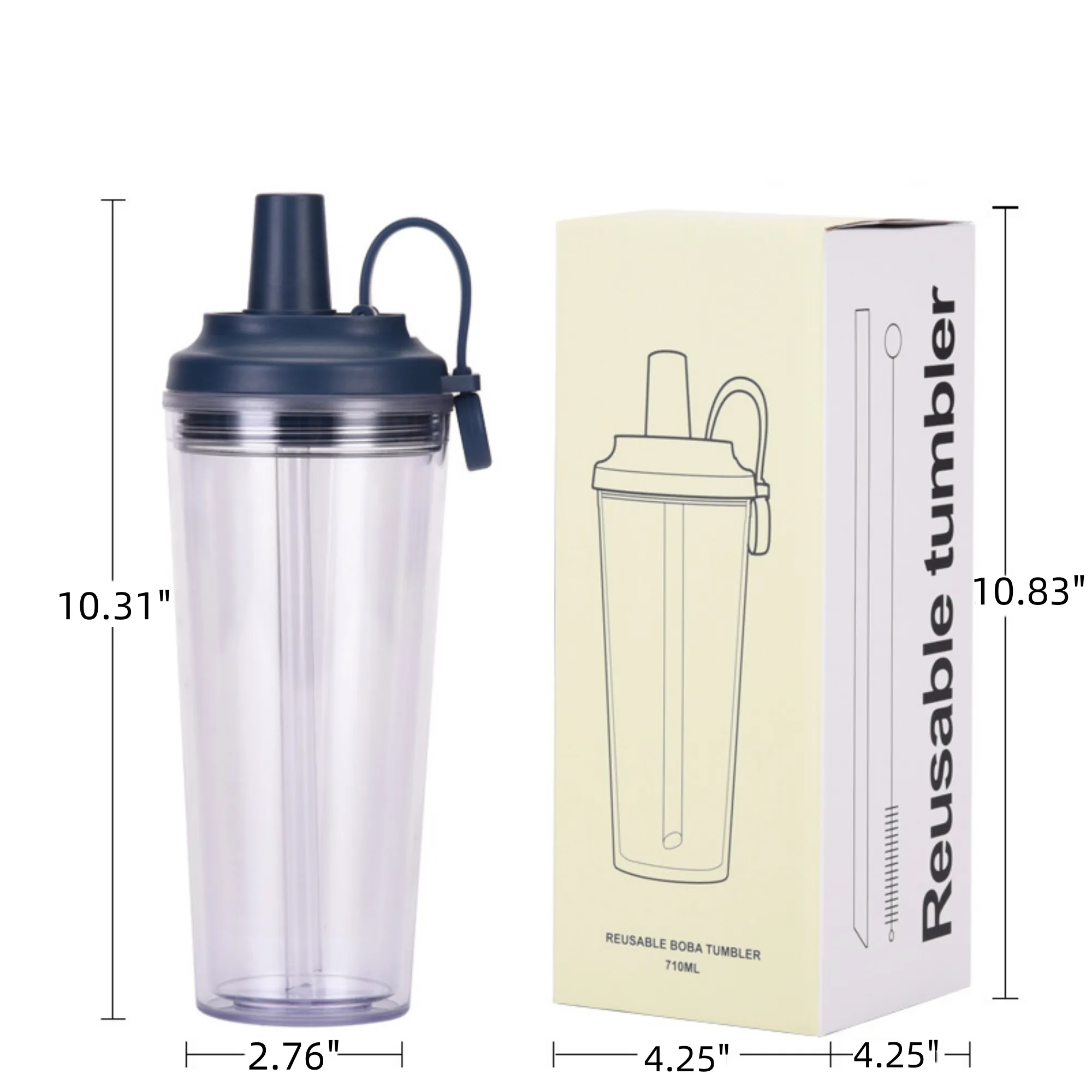 24oz Double-Layer Plastic Straw Cup 15