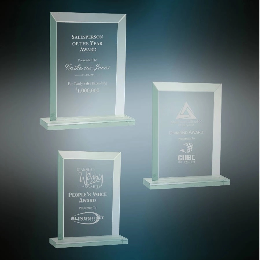 8 1/2" Rectangle Jade Glass Award 7