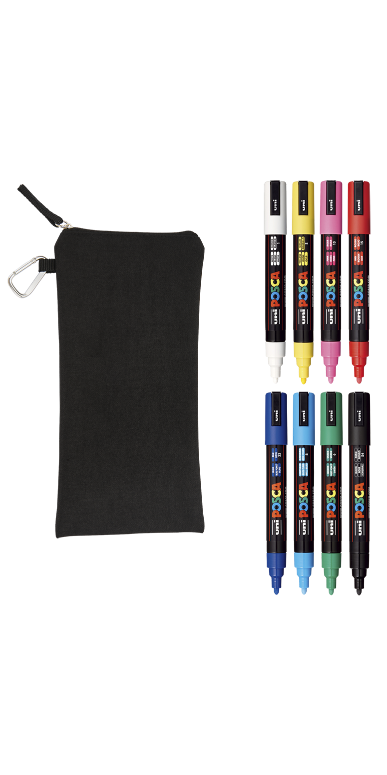POSCA 8 Piece Basic Marker Set with Bag - Medium 45