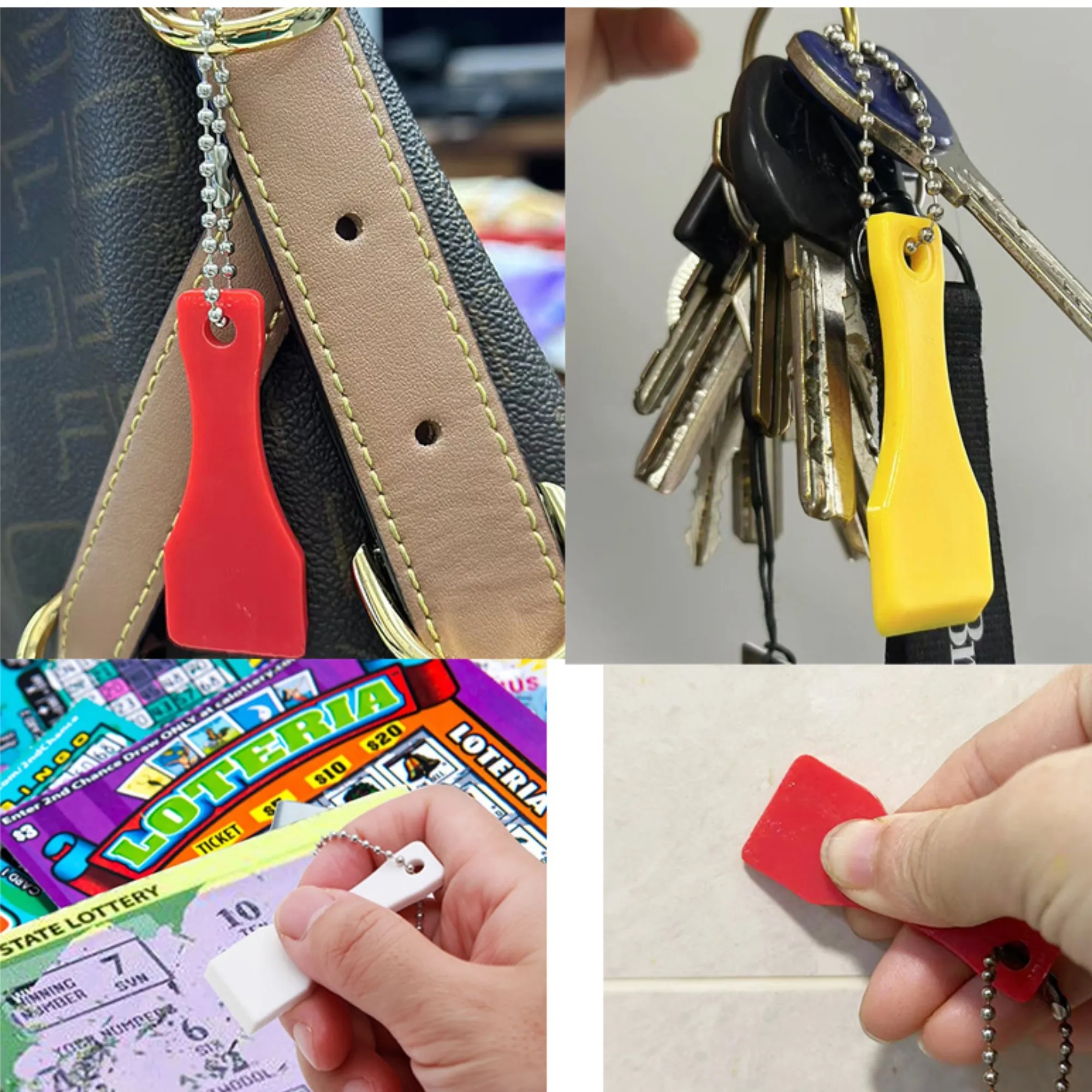 Plastic Lottery Scratcher Ticket Scraper WithBead Chain 4