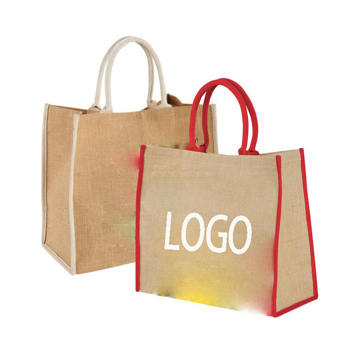 Reusable Jute Grocery Tote Bag w/ Rope Handles -----15.35"x13.78"x3.94" 1