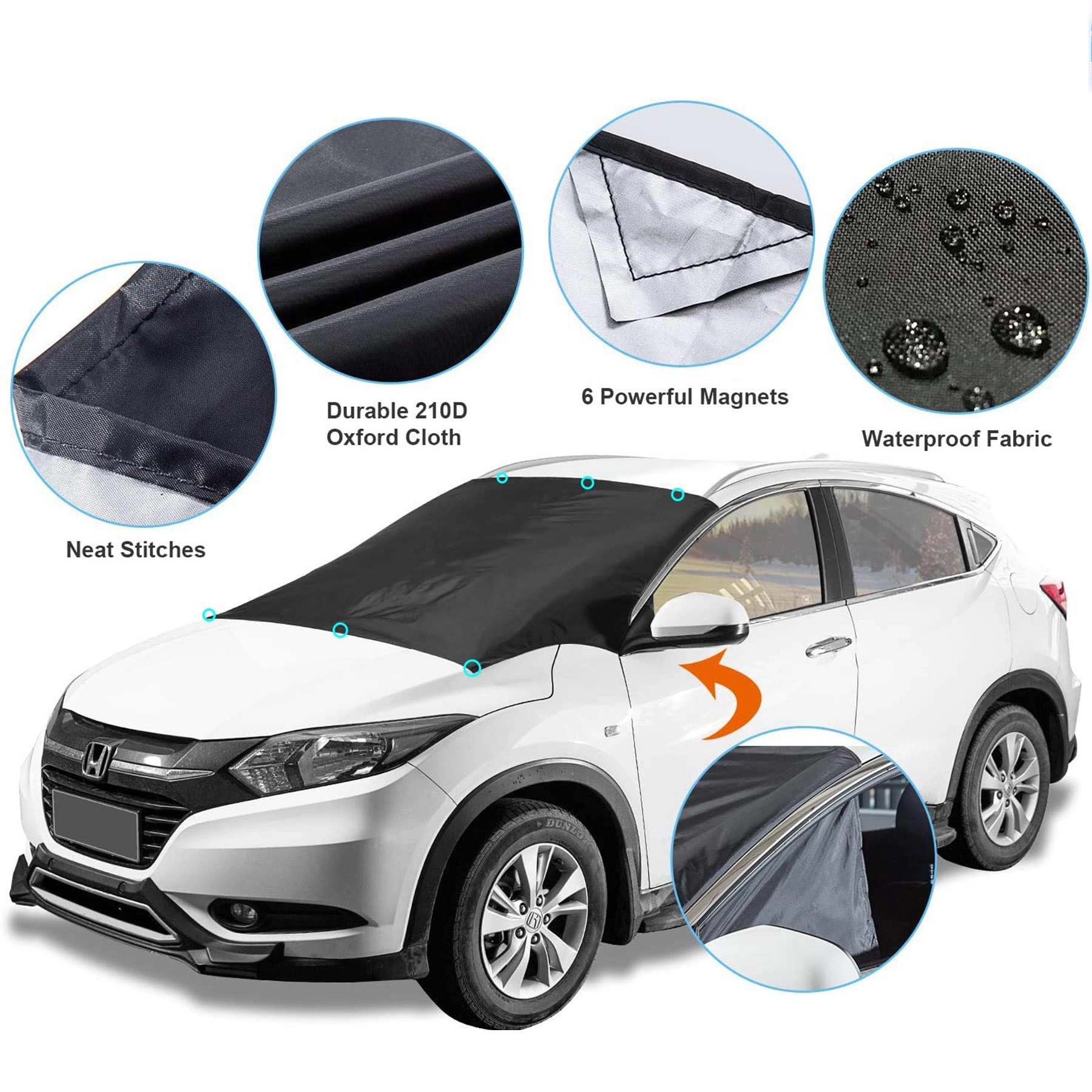 Windshield snow cover with six magnets 7