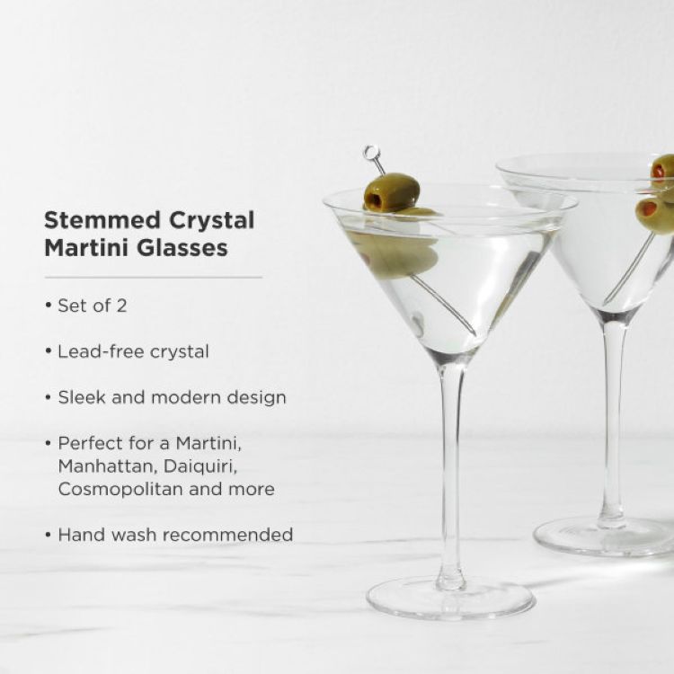 Viski® Stemmed Crystal Martini Glass, set of 2 8