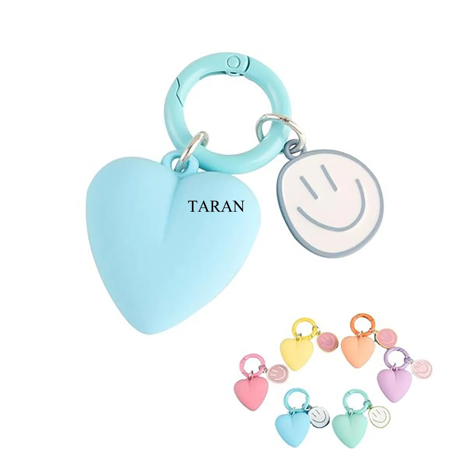 Acrylic Heart With Enamel Smiling Face Metal Keychains & Rings 3