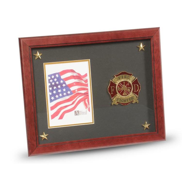 Firefighter Medallion 5-Inch by 7-Inch Picture Frame with Stars 1