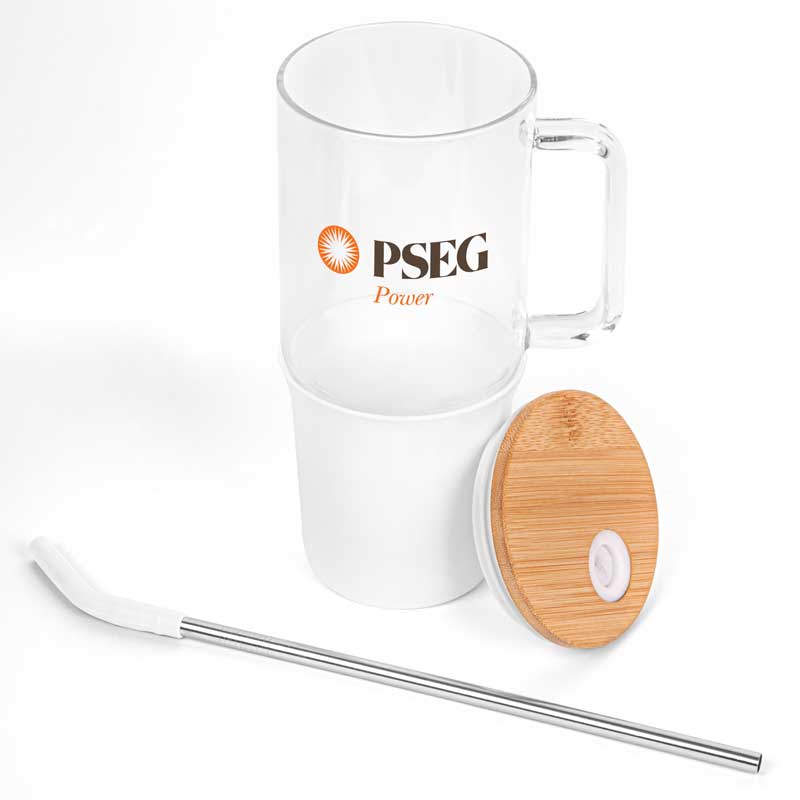 32oz. Glass Tumbler with Handle and Straw 8