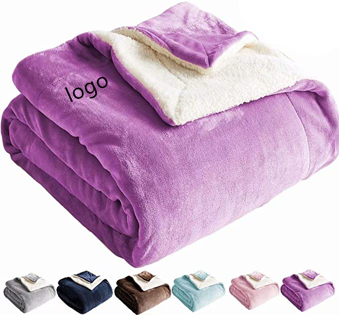 Double-Sided Sherpa Fleece Throw Plush Blanket 2