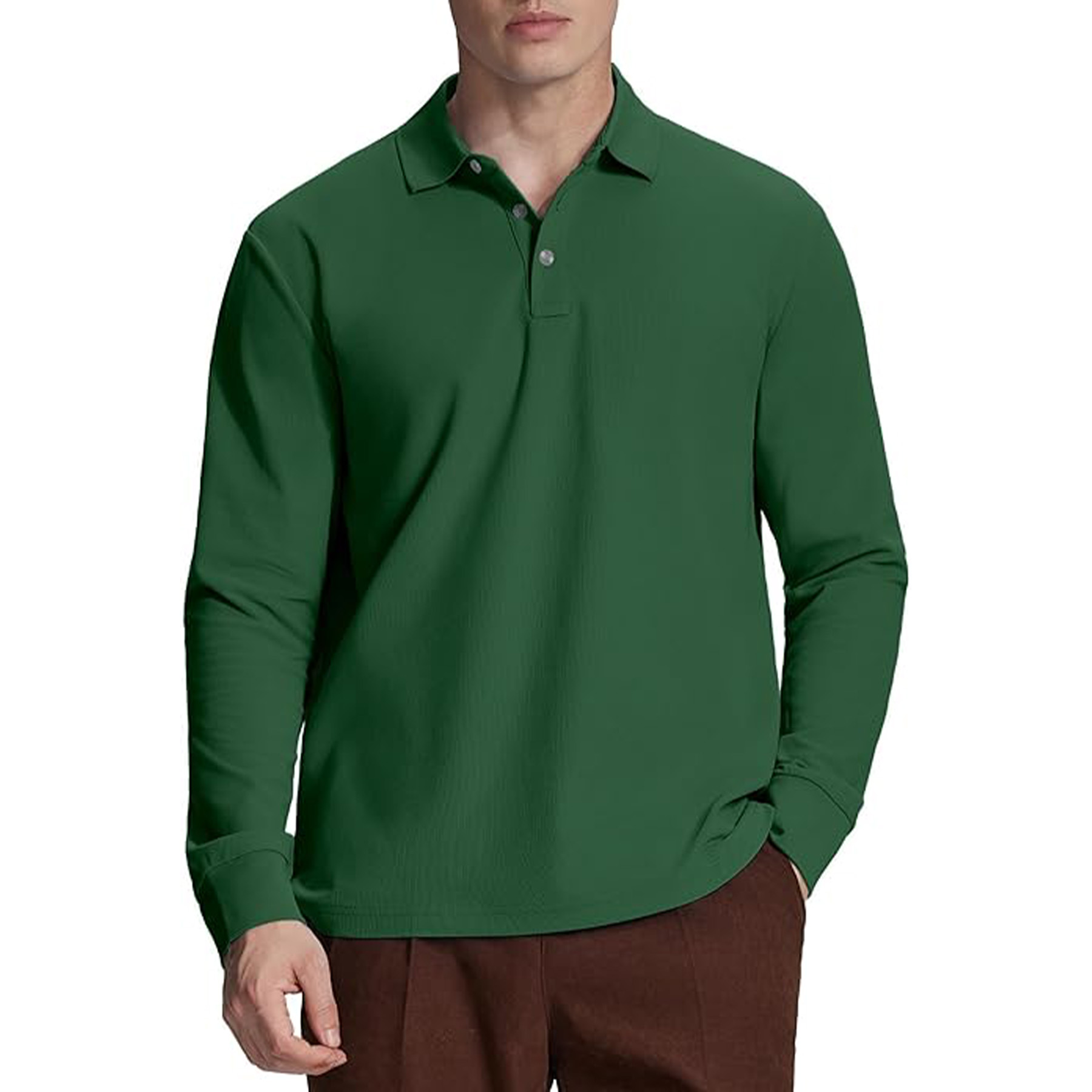 Classic Business Casual Long Sleeved Polo Shirt 9