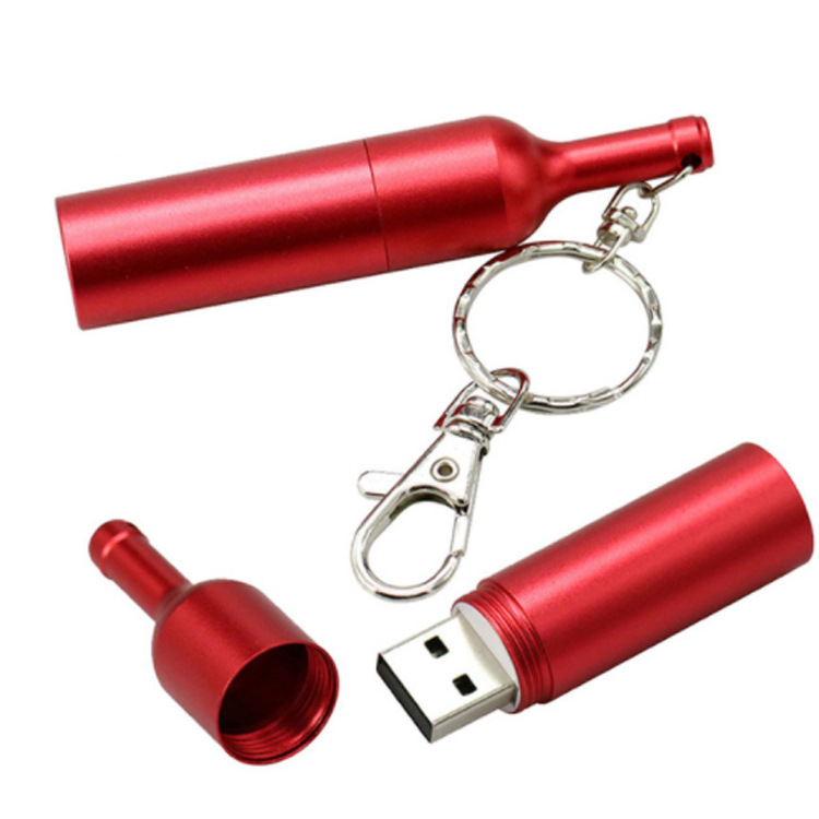 Metal Smooth Winebottle USB Flash Drive 8GB 4