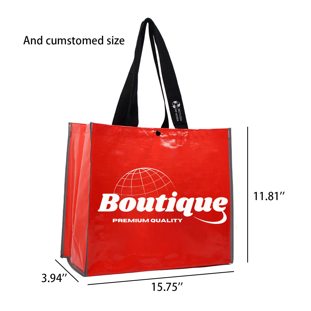 Film covered woven durable custom logo film Grocery tote bag 2