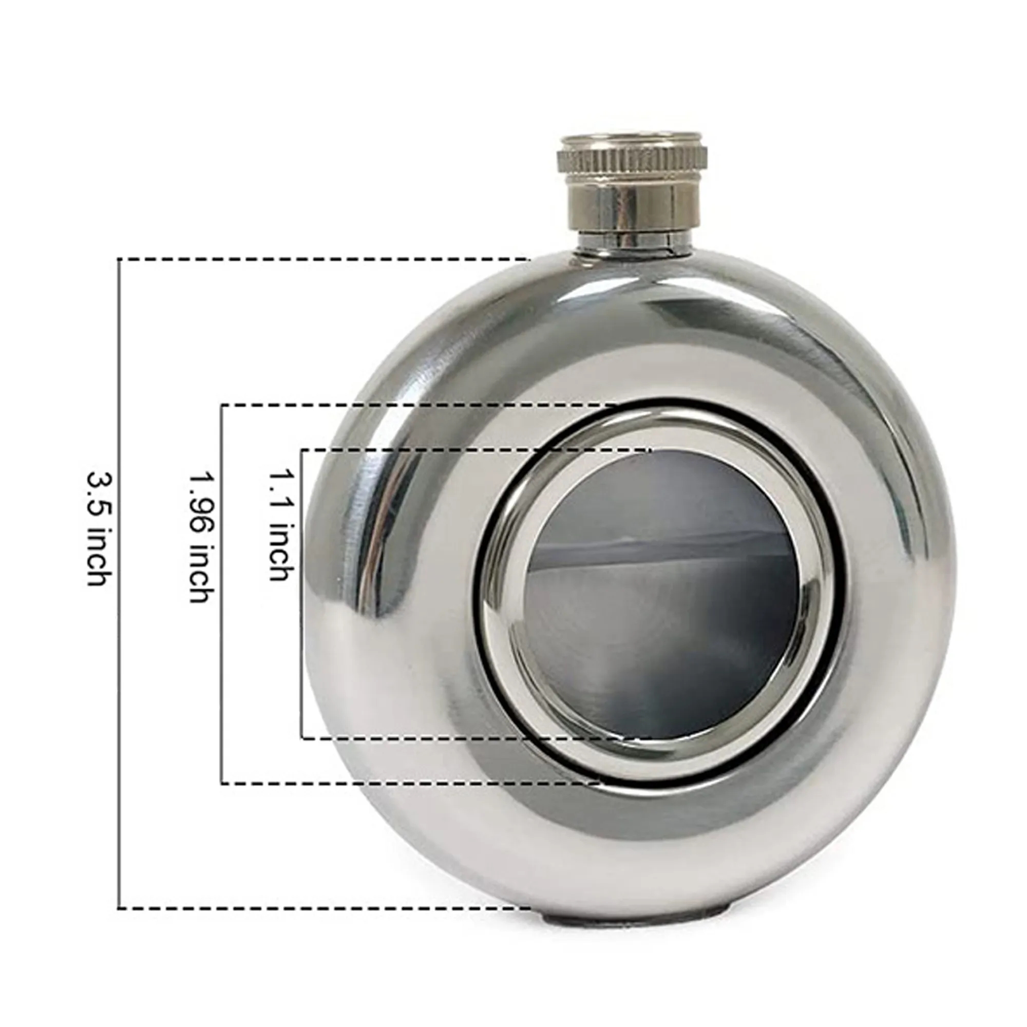 5 Oz Round Stainless Steel Flask With Glass, custom water bottle with logo imprint 3