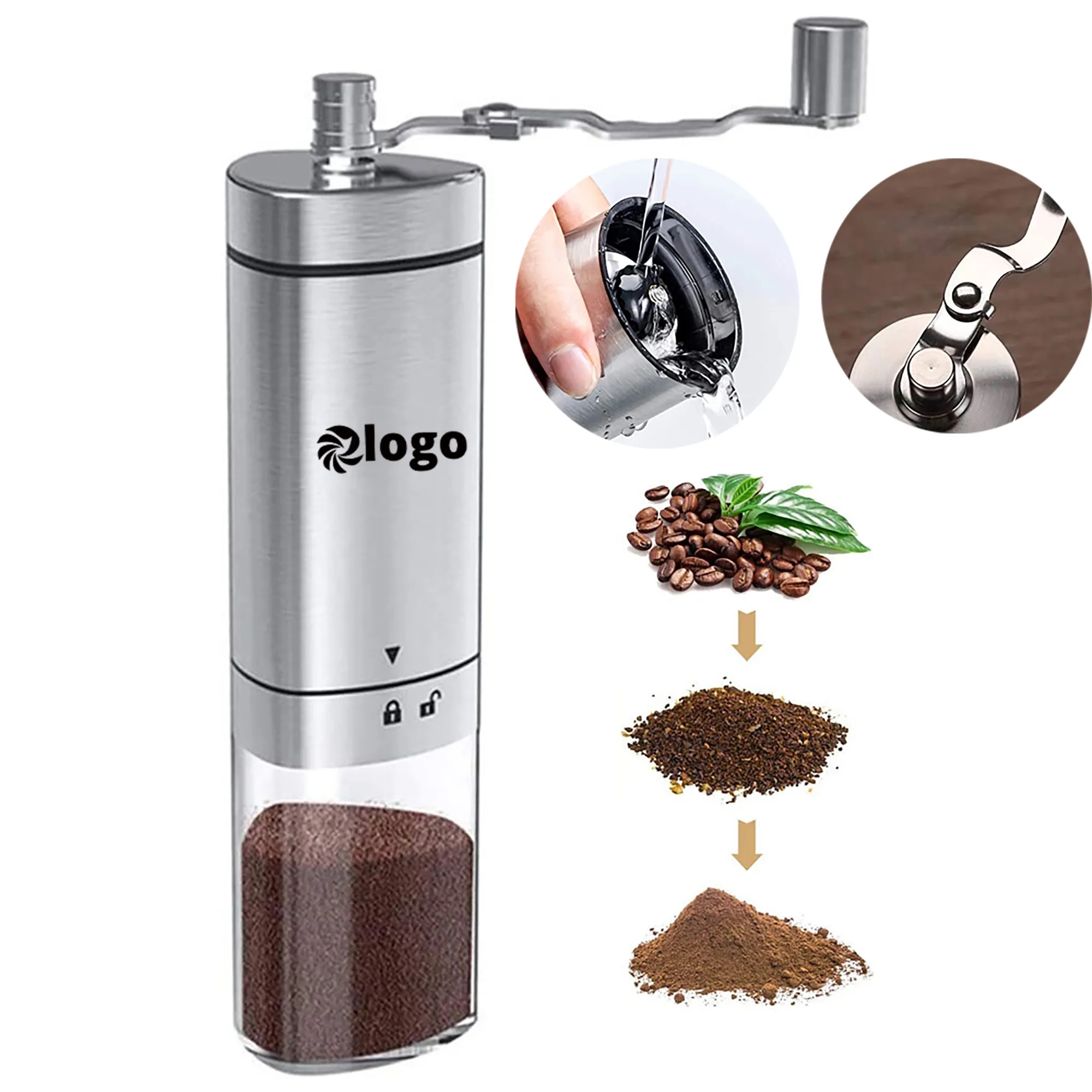 Stainless Steel Manual Coffee Grinder MOQ 10 Pcs 3