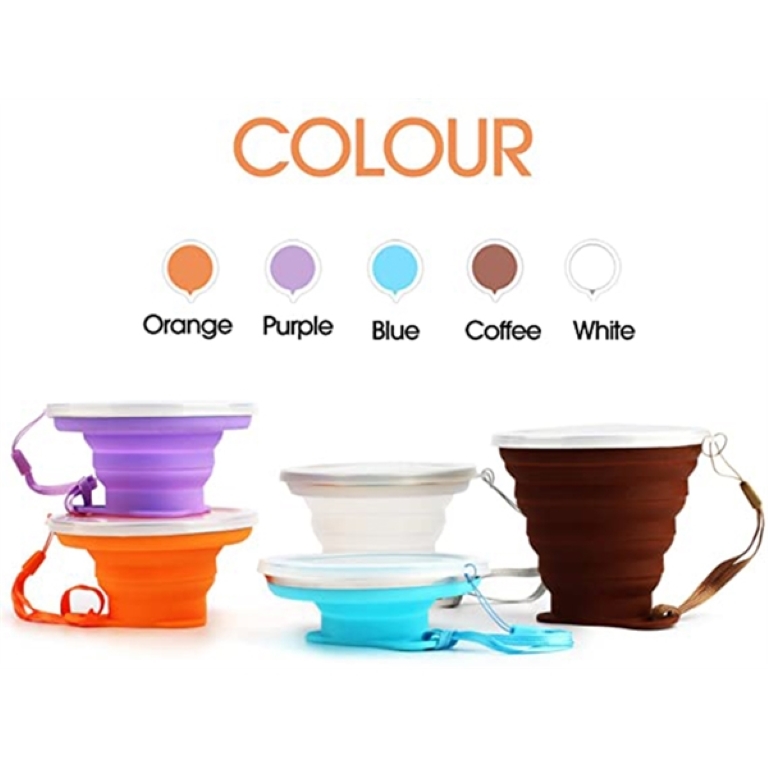 Silicone Folding Camping Cup with Lids 6