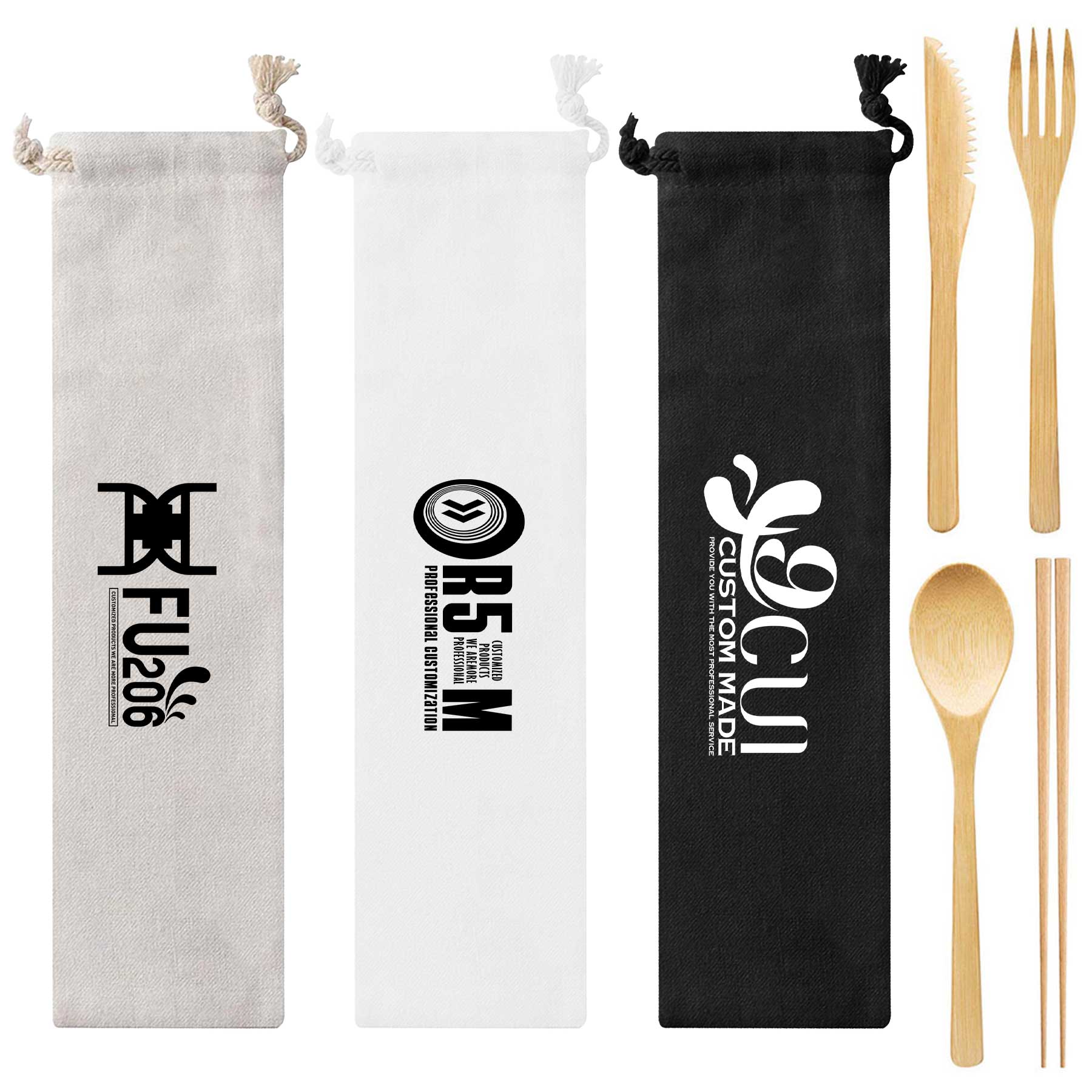 Bamboo Travel Utensil Set with Pouch 1