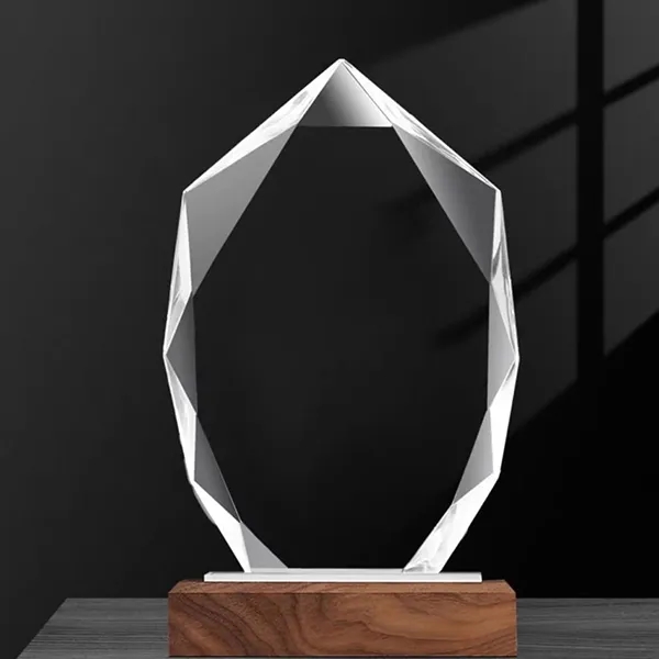 CRYSTAL ARROWHEAD AWARD WITH WOOD BASE 3