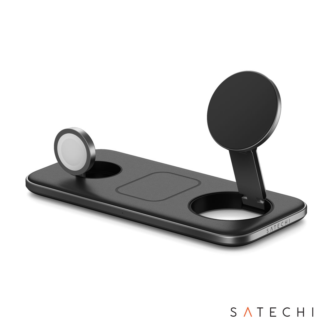 SATECHI® Qi2 Trio Wireless Charging Pad w/Type A,C,G Plugs 2