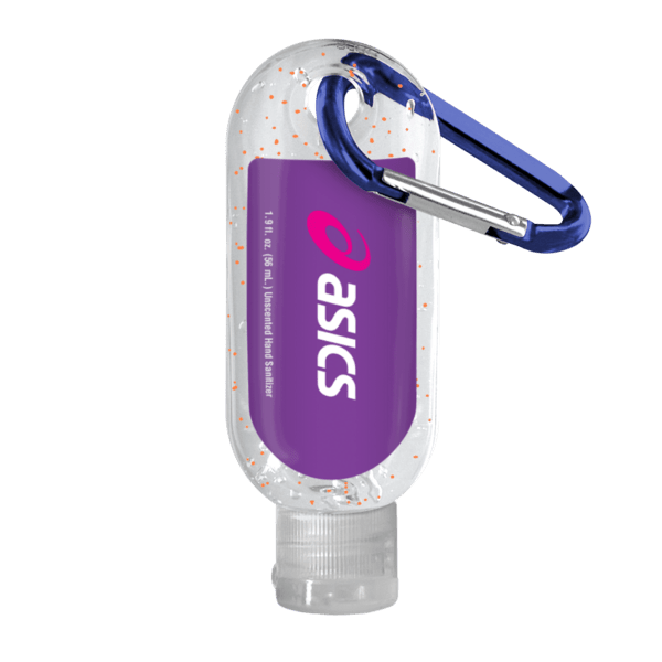 1.9 oz. Single Color Moisture Bead Sanitizer in Clear Bottle with Carabiner 116